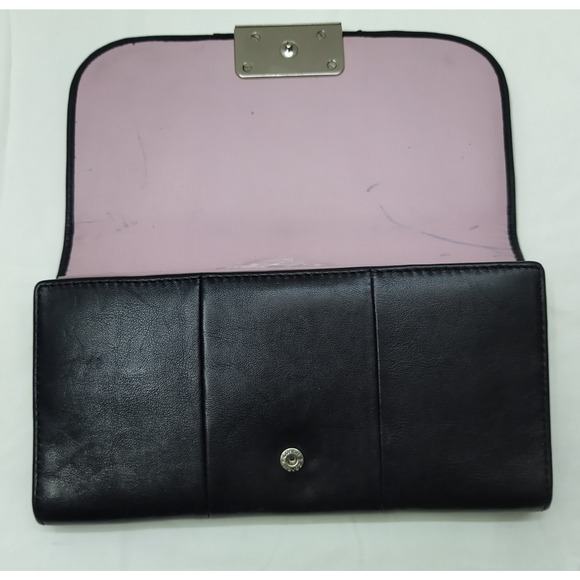 Coach Kristin Black Leather Flap Closure Credit Card ID Window Trifold Wallet - Picture 10 of 16